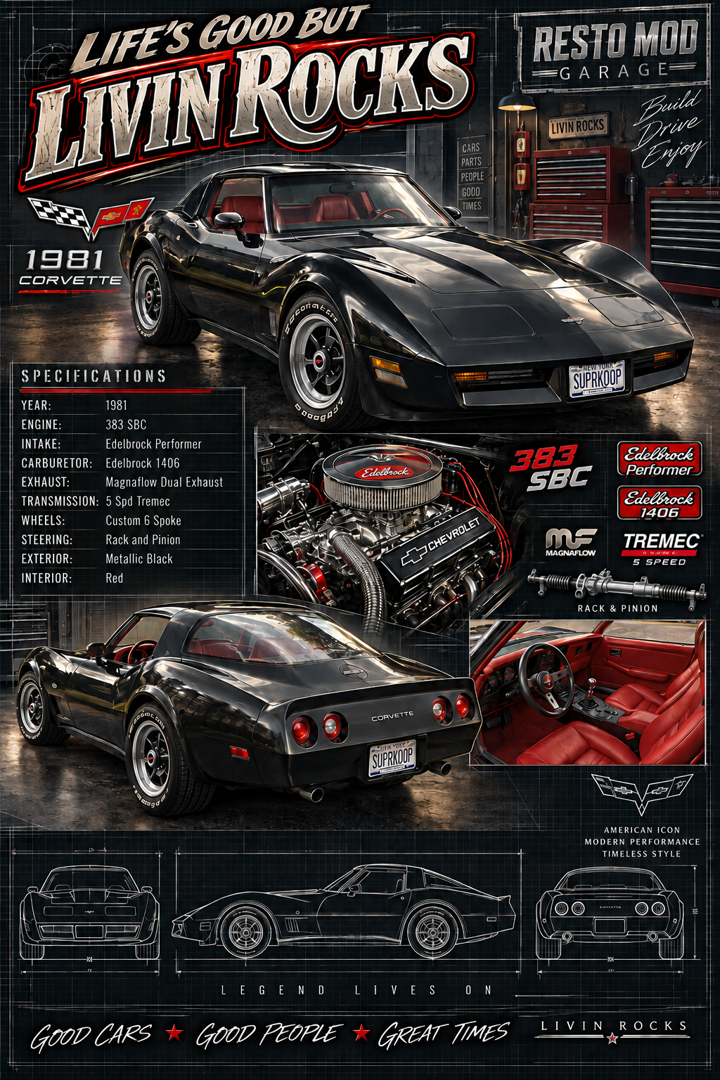 Garage Blueprint - Technical garage and specification artwork